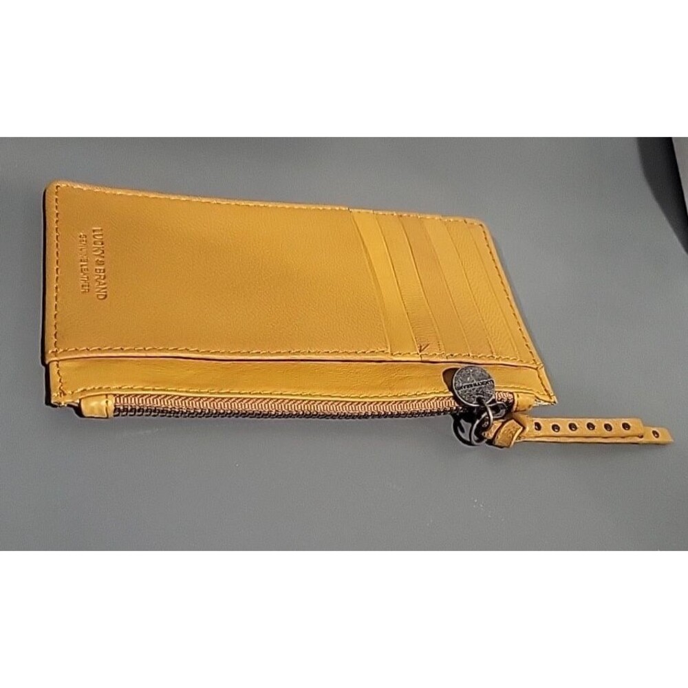 LUCKY BRAND Leather RAYLA REMOVABLE CC Organizer Wallet SAFFRON Yellow Gold EUC
